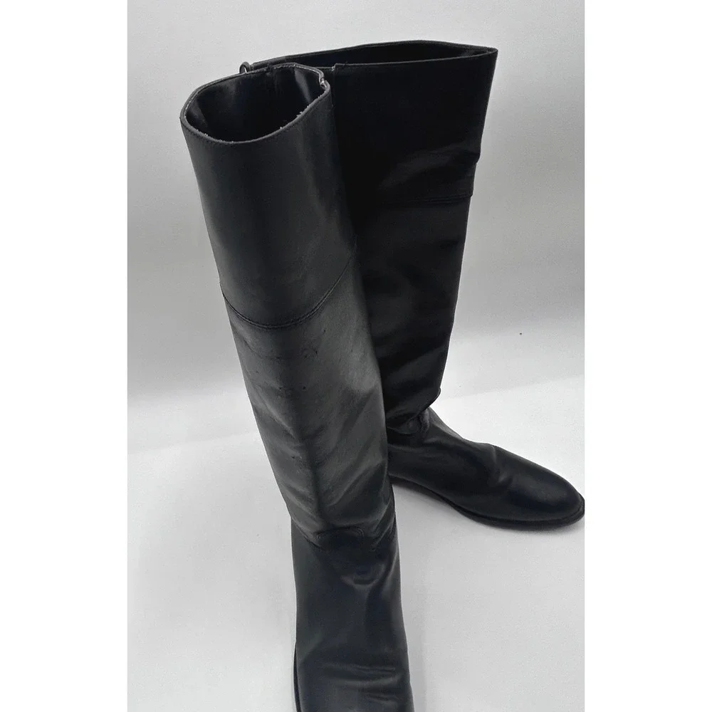 Vintage Black Leather Tall Riding Boots Women's Size 9N Knee High Equestrian